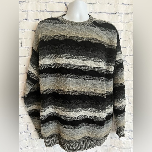 Protege Collection Textured Coogi Style Striped Sweater Mens XL - Picture 1 of 5